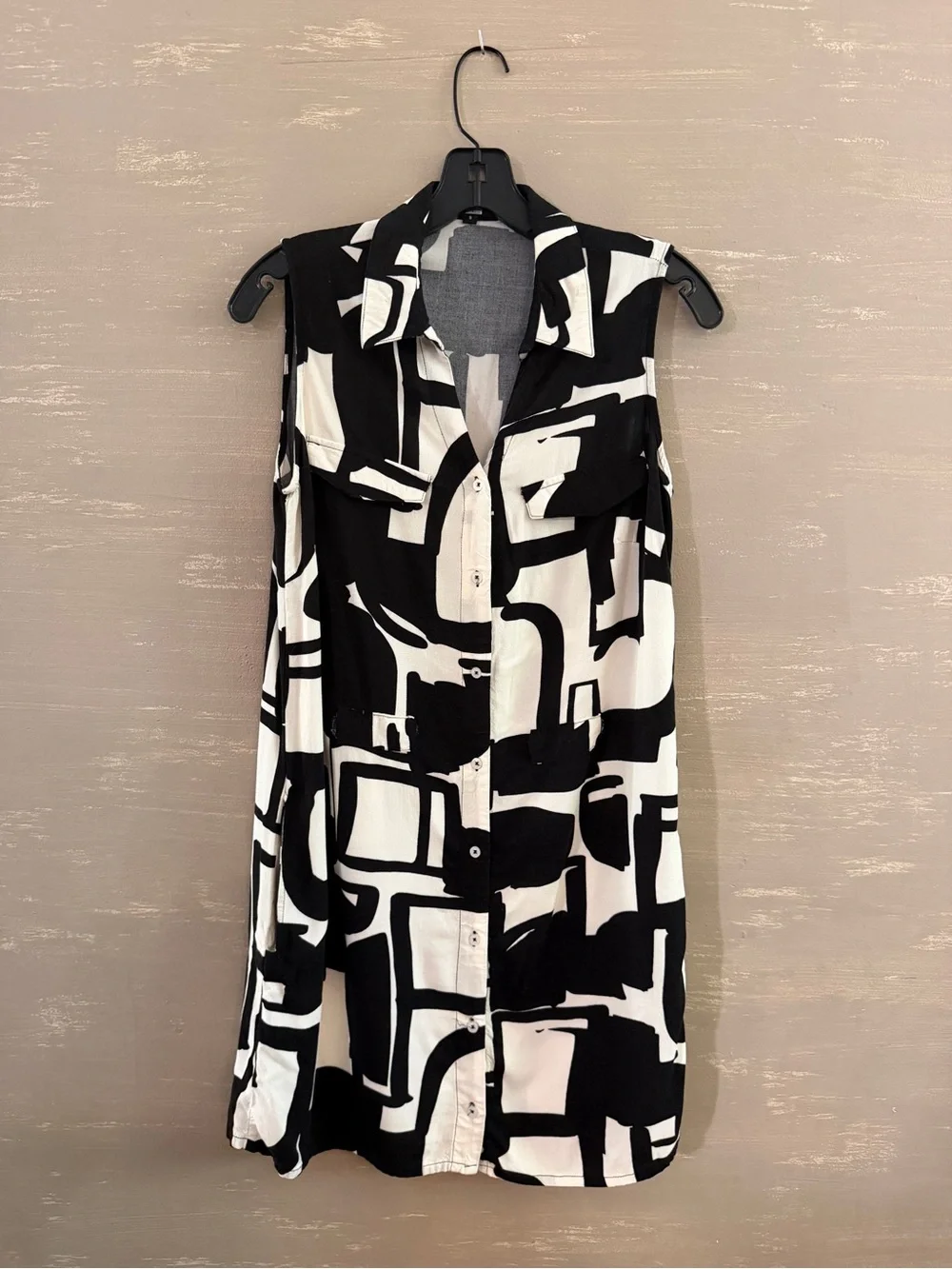 Vintage DG Dolce & Gabbana Black and White Button Geometric sleeveless dress S